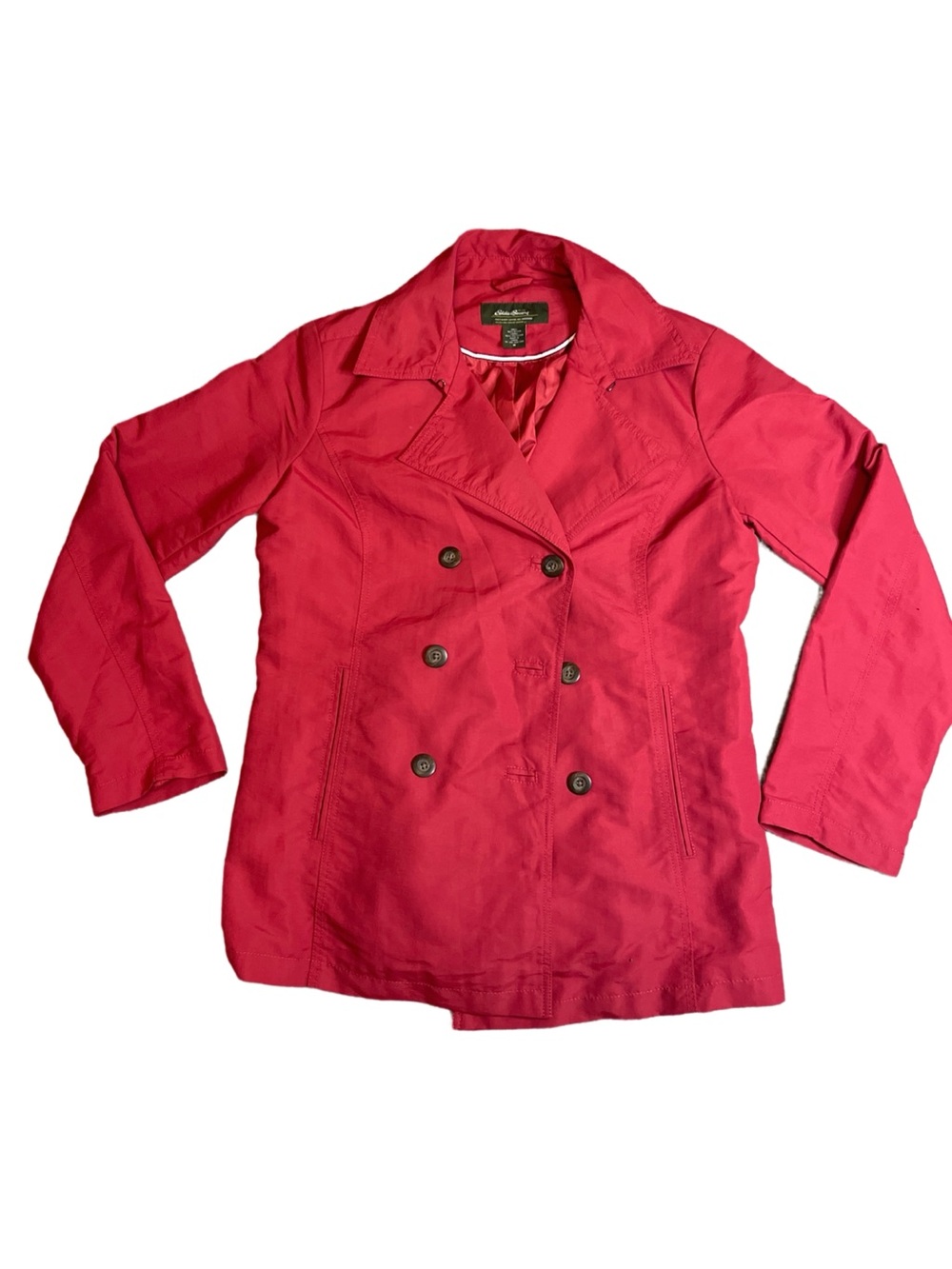 Eddie Bauer pea coat rain jacket burgundy women’s size M  preppy E1-90‎